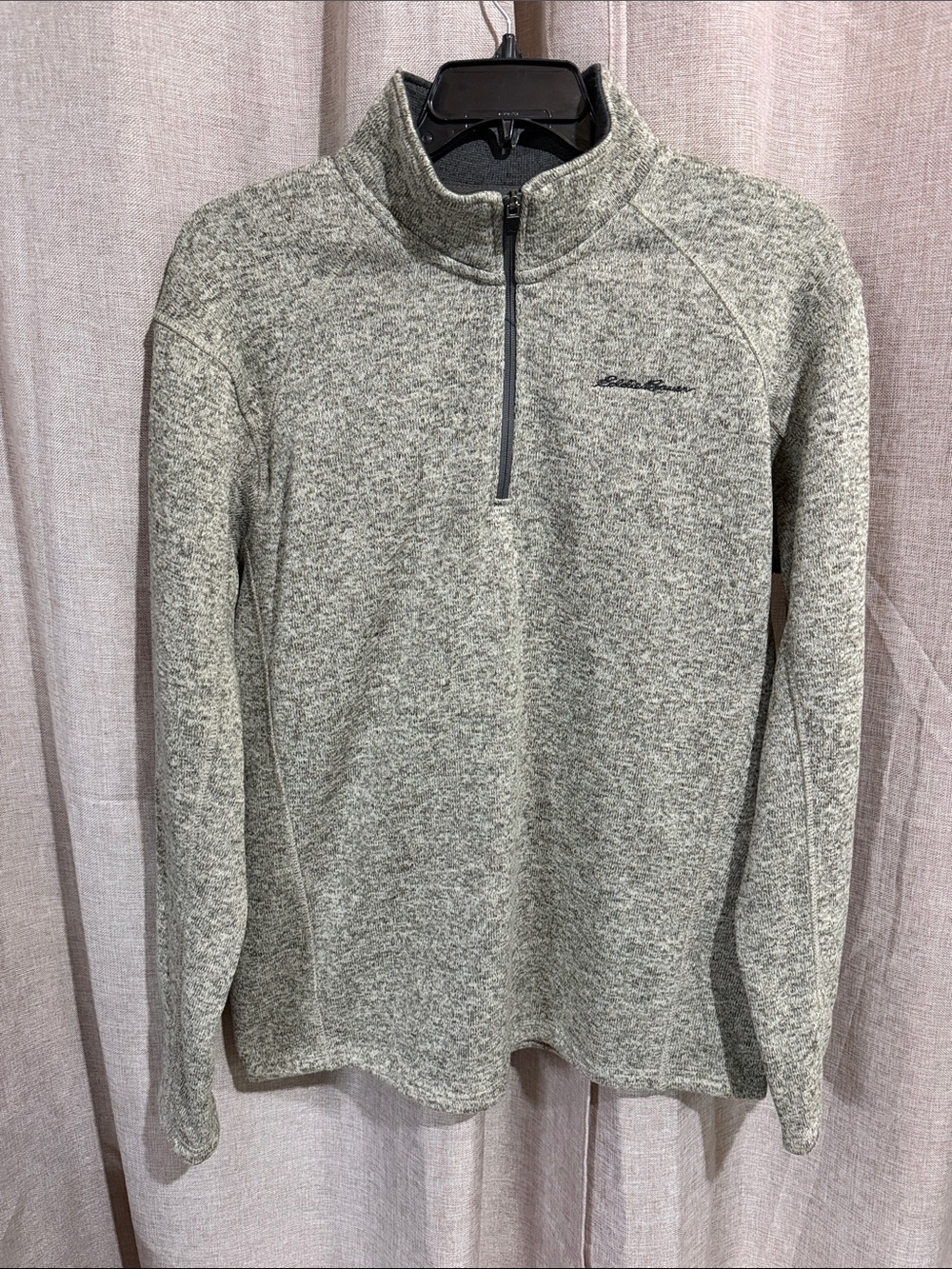 Eddie Bauer Light Heather Gray Half-Zip Pullover Sweater